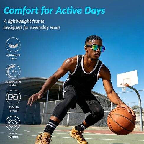 Smart Glasses with Open-Ear Music & Calls, Type-C Charging, 5-Hour Battery, 37g Lightweight Frame with UV Coated Lenses in Kuwait