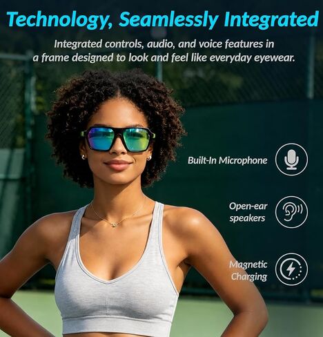 Smart Glasses with Open-Ear Music & Calls, Type-C Charging, 5-Hour Battery, 37g Lightweight Frame with UV Coated Lenses in Kuwait