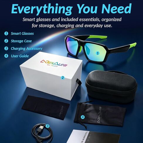 Smart Glasses with Open-Ear Music & Calls, Type-C Charging, 5-Hour Battery, 37g Lightweight Frame with UV Coated Lenses in Kuwait