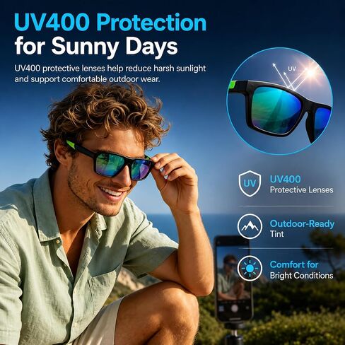 Smart Glasses with Open-Ear Music & Calls, Type-C Charging, 5-Hour Battery, 37g Lightweight Frame with UV Coated Lenses in Kuwait
