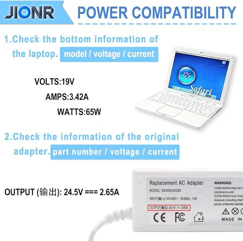 New 65W Ac Adapter Laptop Charger Compatible with Apple Powerbook iBookG4 iBook G4 Series A1021 M4328 M8943 in Kuwait