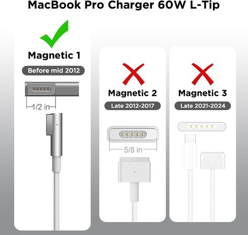 60W Charger for MacBook Pro，60W Magnetic1 L-Tip Power Adapter Charger Replacement for MacBook Pro 13 inch (Before Mid 2012 Models) in Saudi Arabia