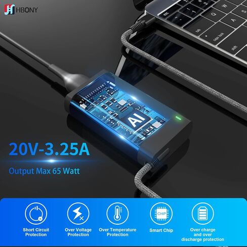 HBONY New Slim 65W USB Type C Laptop Charger Compatible with HP Envy X360 in Saudi Arabia