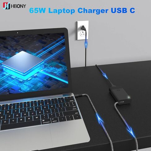 HBONY New Slim 65W USB Type C Laptop Charger Compatible with HP Envy X360 in Saudi Arabia