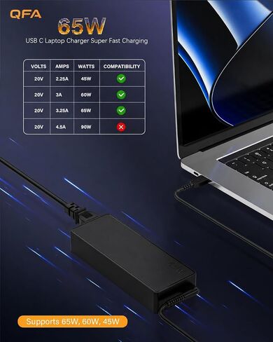 QFA 65W USB C Laptop Charger in Kuwait