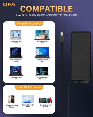QFA 65W USB C Laptop Charger in Kuwait