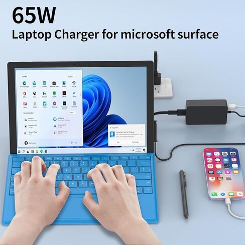 65W 44W Charger Compatible with Microsoft Surface Pro 9 8 7+ 7 6 5 4 3 X Surface Laptop 5 4 3 2 1 Fit for Model 1706 1950 1943 1876 1800 1958 1866 1873 1724 1963 1796 1769 Laptop Adapter Power in Saudi Arabia