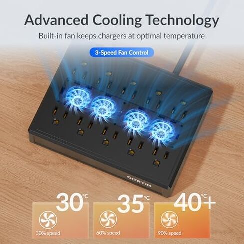 Gitryin Modular Laptop Charging Station, 140W, 65W, 2 * 40W Retractable Lightning, USB C Chargers, 1 Lightning, 1 USB A, 6 Type C Ports with Cooling Power Strip, 285W Charging Hub in Kuwait