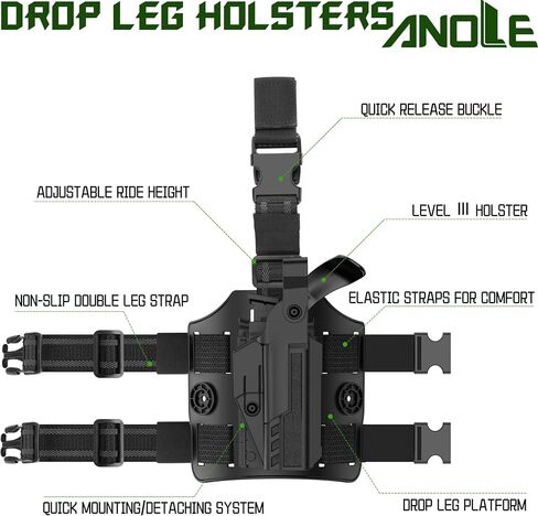 Level Ⅲ Optic Cut Holster for Glock 17 19 19x 44 45 Gen 1-5, Glock 22 23 31 32 Gen1-4, Drop Leg Anti-Slip Strap Holster, Right Hand in Saudi Arabia