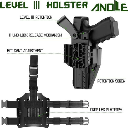Level Ⅲ Optic Cut Holster for Glock 17 19 19x 44 45 Gen 1-5, Glock 22 23 31 32 Gen1-4, Drop Leg Anti-Slip Strap Holster, Right Hand in Saudi Arabia