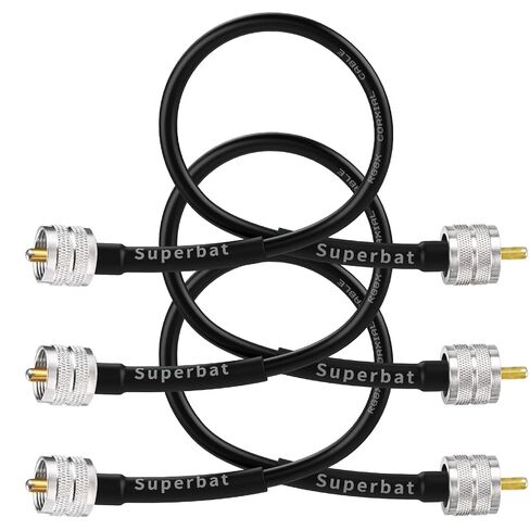 Superbat RG8x Jumper Cable 3ft Low Loss UHF PL259 CB Coax Cable 3-Pack in Kuwait