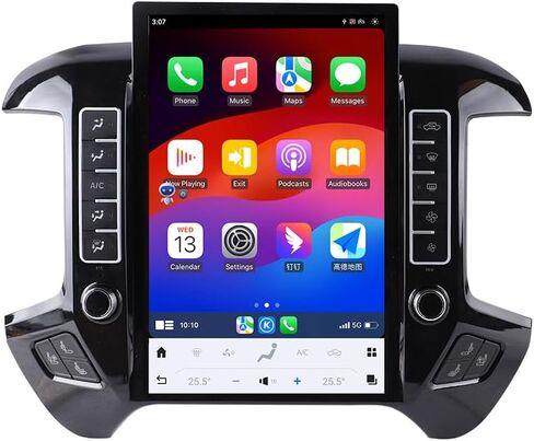 14.4 Inch Tesla Screen Android 13 Car Stereo for Chevrolet Silverado GMC Sierra 2014-2018 Car GPS Navigation Multimedia Player AutoRadio Tape Unit (Black 4-64GB, OEM Screen 4.2-8 inch) in Kuwait