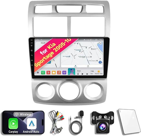Android 14 Car Radio Stereo for 2005-2010 Kia Sportage Manual AC, 9.3 Inch Touch Screen Head Unit Dash Kit with Wireless CarPlay Android Auto, GPS Navigation Bluetooth SWC WiFi 5G DSP in Kuwait