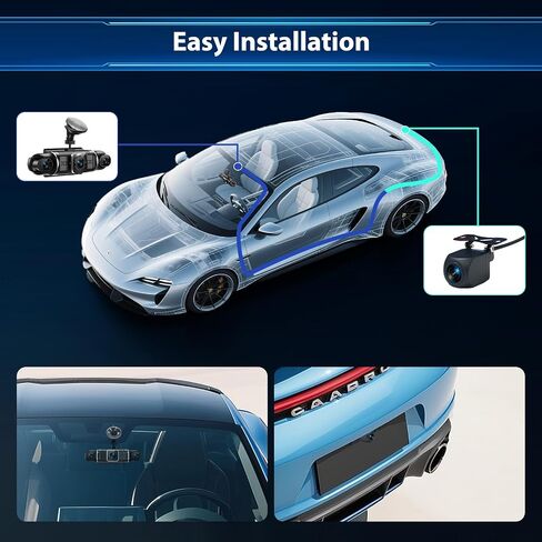 Dash Cam 4 Channel 360° Coverage - Front 4K + Triple 1080P HD Car Camera Built-in WiFi Car Camera with App, G-Sensor/Night Vision/Parking Mode/Loop Recording Free 64GB SD Card in Kuwait