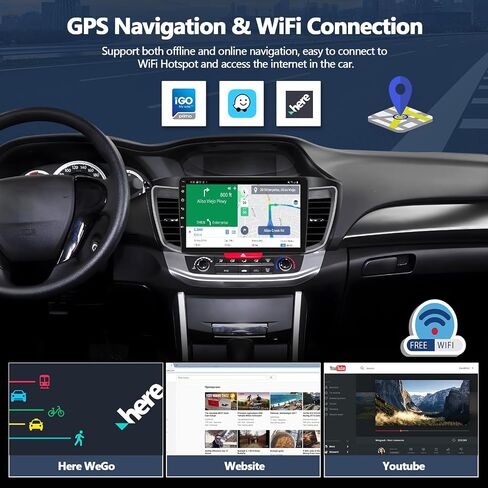 4G+64G Car Radio for Honda Accord 2013-2016 (Without OEM Screen) with Wireless CarPlay Android Auto Android 15 Car Stereo with 10" 1280 * 720 Touchscreen, Bluetooth 5.0, 32EQ, GPS, Backup Camera in Kuwait