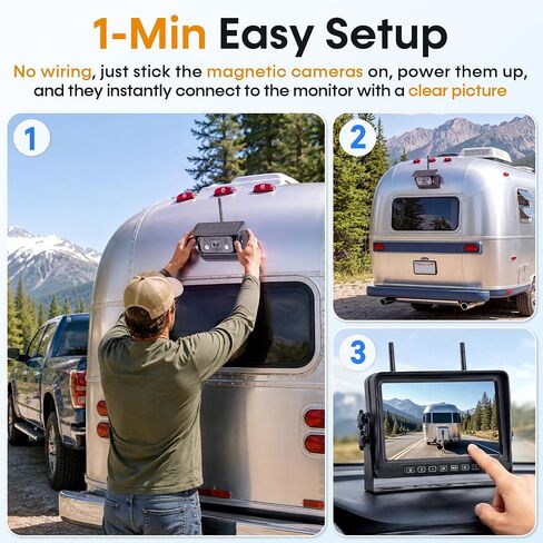 HD 1080P RV Backup Camera Magnetic: Clear Picture, Wireless Connection in Kuwait