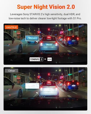 Vantrue S1 Pro AI Dash Cam Front and Rear, Dual 1440P Dash Camera w/2.7K, STARVIS 2, HDR Night Vision, 5G WiFi, 60FPS, GPS, Voice Control,24/7 Parking Mode, Support 512GB Max (Renewed) in Kuwait