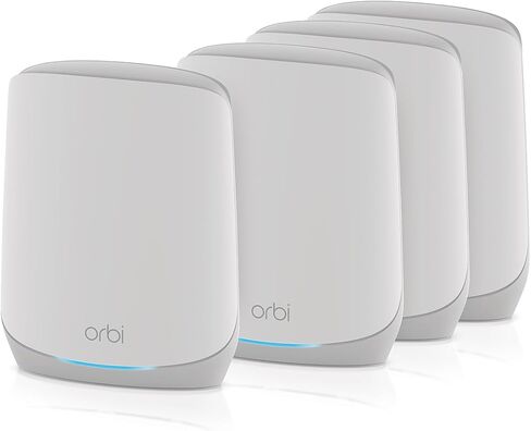 NETGEAR Orbi Whole Home Tri-Band WiFi 6 Mesh Network System (RBK754P) – Router with 3 Satellite Extenders, Security Features, Coverage up to 10,000 sq.ft., 75 Devices, AX5200 (Up to 5.2Gbps) in Kuwait