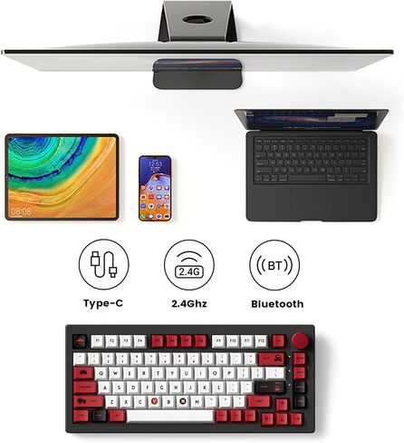 Akko 5075B Plus World Tour Mechanical Keyboard 75% Percent RGB Hot-swappable Keyboard with Knob, Vietnam Theme with PBT Double Shot Cherry Profile Keycaps Piano Switch in Kuwait