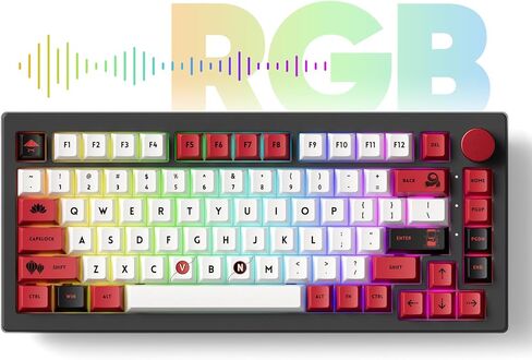 Akko 5075B Plus World Tour Mechanical Keyboard 75% Percent RGB Hot-swappable Keyboard with Knob, Vietnam Theme with PBT Double Shot Cherry Profile Keycaps Piano Switch in Kuwait