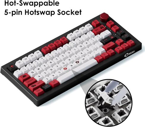 Akko 5075B Plus World Tour Mechanical Keyboard 75% Percent RGB Hot-swappable Keyboard with Knob, Vietnam Theme with PBT Double Shot Cherry Profile Keycaps Piano Switch in Kuwait