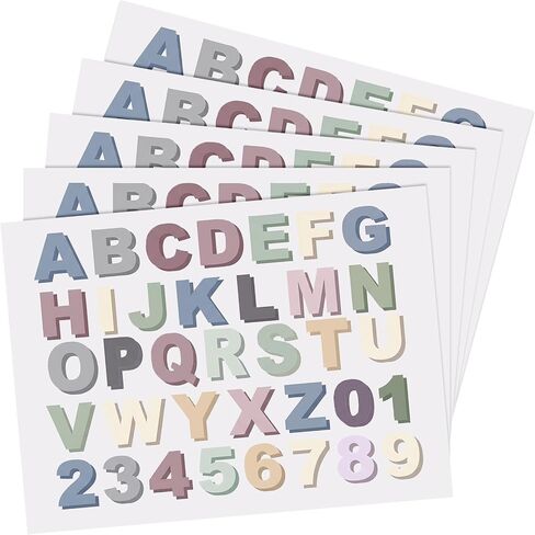 Hoolerry 5 Sheets Monogram Stickers A-z 0-9 Vinyl Decals 1.6 in, Pastel in Kuwait