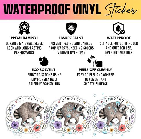 VOTANTA (3 Pcs, 3 inch) - Jimothy Sticker, Funny Jimothy Raccoon Stickers, Viral Seattle Raccoon Meme Decal, Seattle Feral Legend Animal Lover Gifts Decoration for Laptops, Phones, Water Bottles in Saudi Arabia