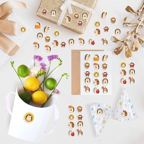 500PCS Fall Stickers Roll 10 Styles Autumn Hedgehog Party Favors Vinyl Stickers in Kuwait