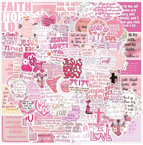100 Pcs Bible Verse Stickers Inspired Christian Stickers for Adults Faith Jesus Bible Religious Vinyl Waterproof Stickes for Water Bottles Laptops Phone Luggage Guitar in Saudi Arabia