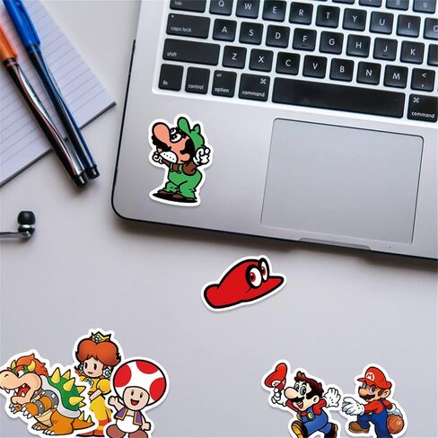 100Pcs Cool Character Mario Stickers for Water Bottles Skateboard Luggage Laptop Bumper Waterproof Vinyl Stickers Bulk for Boys Teens Adults (MLA) in Saudi Arabia