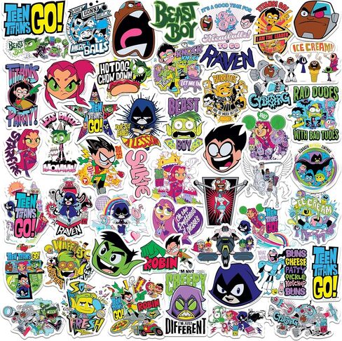 Teen Titans Go! Bold Badge Logo Designs 50 Vinyl Stickers Waterproof Decals in Saudi Arabia