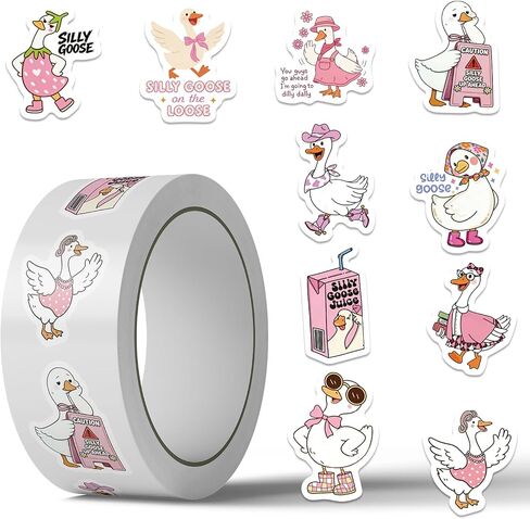 500PCS Funny Goose Stickers 10 Styles Sticker Rolls Animal Stickers Goose Party Favors Waterproof Vinyl Stickers in Saudi Arabia
