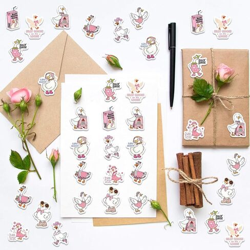 500PCS Funny Goose Stickers 10 Styles Sticker Rolls Animal Stickers Goose Party Favors Waterproof Vinyl Stickers in Saudi Arabia