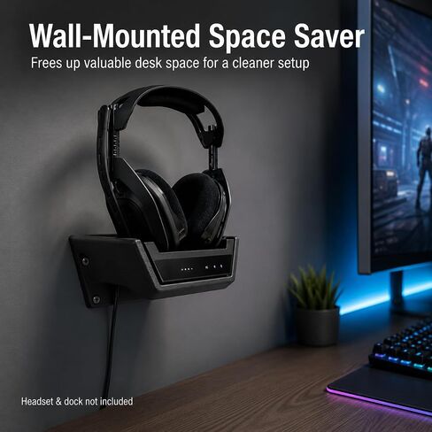 SplashNColor Wall Mount Bracket for A50-Style Gaming Headset Base Station - Screw-in Dock Holder in Saudi Arabia