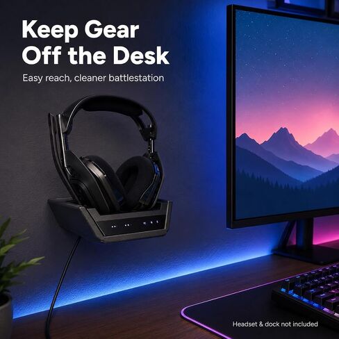 SplashNColor Wall Mount Bracket for A50-Style Gaming Headset Base Station - Screw-in Dock Holder in Saudi Arabia