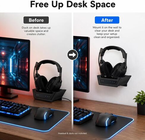 SplashNColor Wall Mount Bracket for A50-Style Gaming Headset Base Station - Screw-in Dock Holder in Saudi Arabia