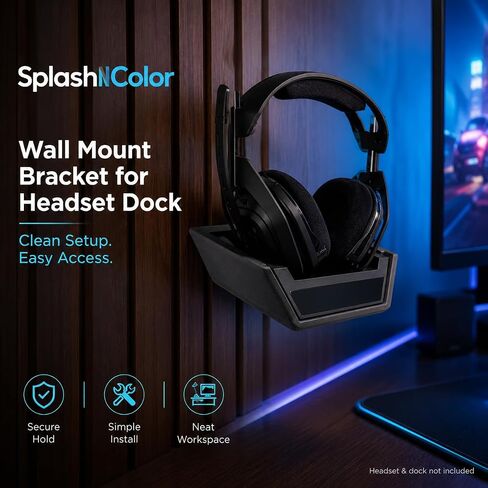 SplashNColor Wall Mount Bracket for A50-Style Gaming Headset Base Station - Screw-in Dock Holder in Saudi Arabia