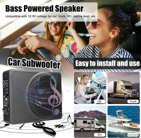 Shkalacar Under Seat Powered Car Subwoofer, Car/Truck Audio Sub Built in Amplifier, 10 Inch 600W Pure Bass High Power Amplifiers Speaker 12 V for Car Truck RV in Saudi Arabia