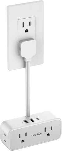 TESSAN Short Extension Cord 0.5Ft, Outlet Extender Surge Protector, Grey in Kuwait