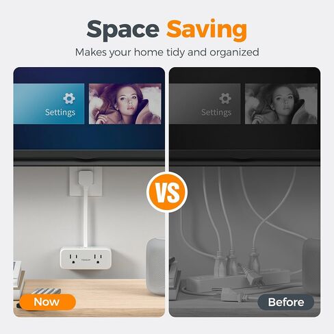 TESSAN Short Extension Cord 0.5Ft, Outlet Extender Surge Protector, Grey in Kuwait