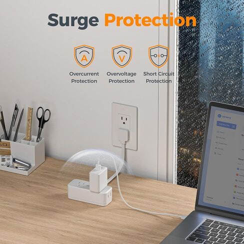 TESSAN Short Extension Cord 0.5Ft, Outlet Extender Surge Protector, Grey in Kuwait