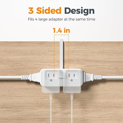 TESSAN Short Extension Cord 0.5Ft, Outlet Extender Surge Protector, Grey in Kuwait