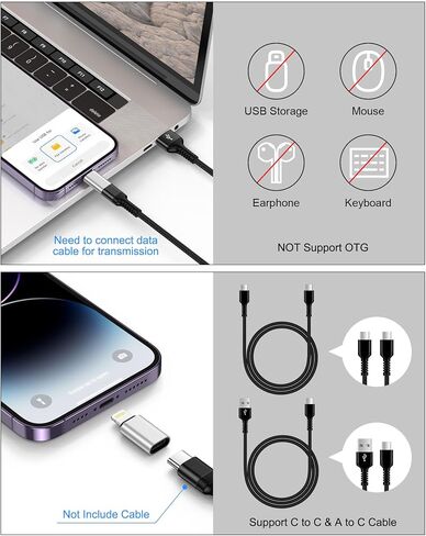 USB C to Lightning Adapter, 4 Pack Type C to iPhone Adapter Fast Charging in Kuwait