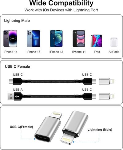 USB C to Lightning Adapter, 4 Pack Type C to iPhone Adapter Fast Charging in Kuwait