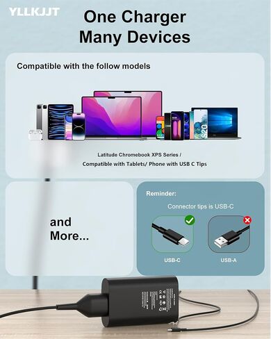 65W 60W USB Type C Laptop Charger fits for Dell Latitud/Inspiron/XPS 13 in Kuwait