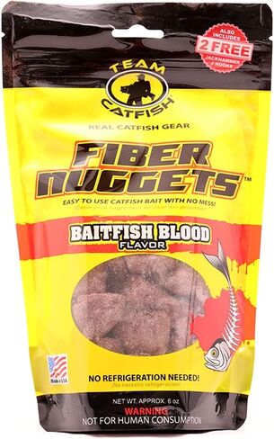 Team Catfish Fiber Nuggets with Fishing Bait Bag & Hooks, Baitfish Blood in Kuwait