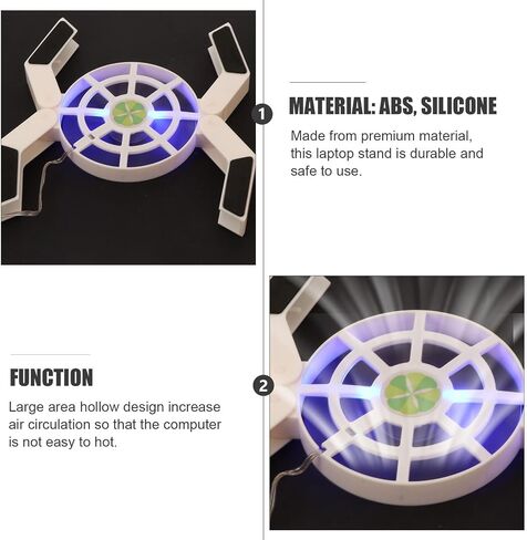 White Foldable Laptop Cooler with Large Fan Plastic Cooling Pad in Kuwait