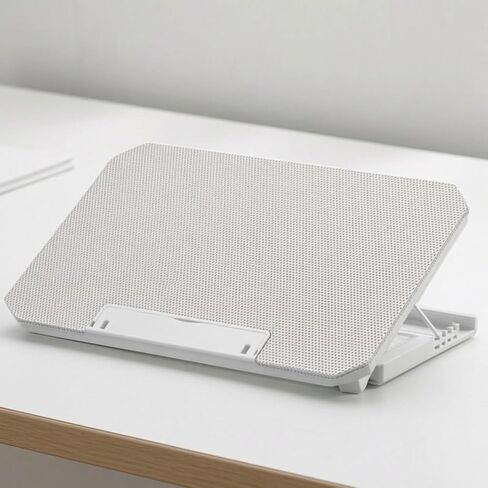 Laptop Cooling Stand with Fan Array Adjustable Ergonomic Cooling Pad Notebook Riser Ventilated Metal Foldable Support USB Powered Suitable for, Array, White in Kuwait