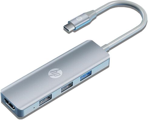 HP USB C Docking Station - 5-in-1 Multi-Port USB C Hub with 4K HDMI, 100W Power Delivery, for Laptops, MacBook, iPad, Thinkpad and More, Silver in Kuwait