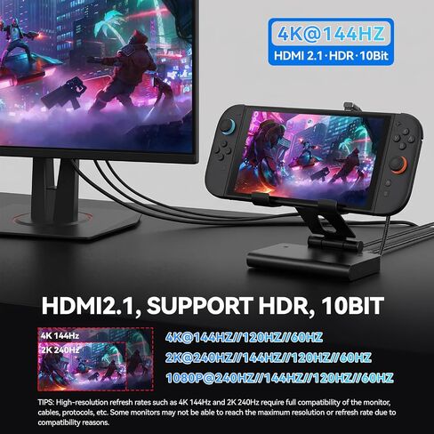 ELUTENG 6-in-1 Steam Deck Docking Station Dual 6000RPM Cooling Fans PD100W HDMI 2.1 4K@144Hz HDR 10-Bit USB 3.1 Gen1 x3 Gigabit Ethernet Gaming Cooling Dock Hub for ROG Ally/MSI Claw/Switch 2 in Kuwait